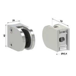 Svorka na trubku ø 42,4 mm, sklo 6 - 10,76 mm, AISI 304 Svorka na trubku ø 42,4 mm, sklo 6 - 10,76 mm, AISI 304